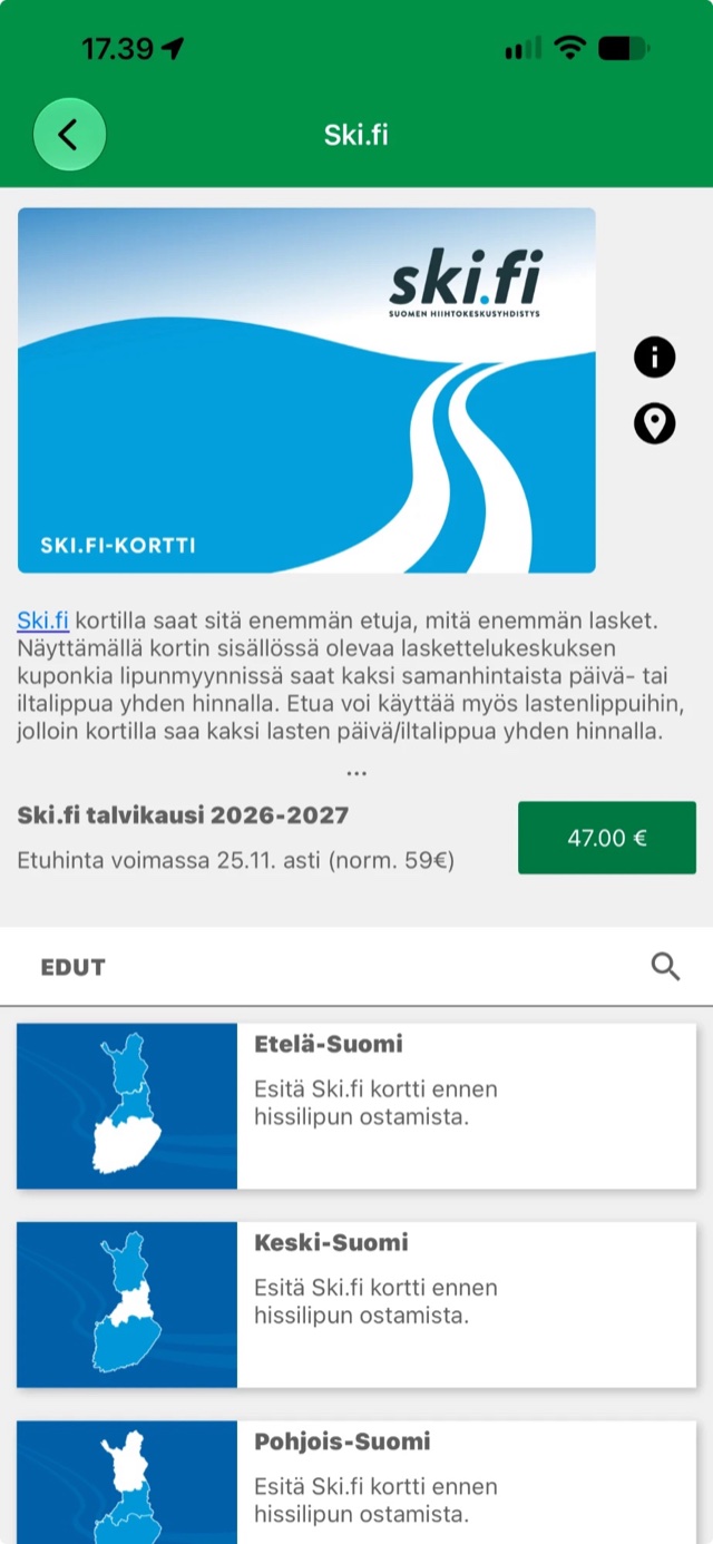 Ski.fi-kortti ja sen edut Cardu-sovelluksessa